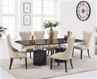 Antonio 180cm Black Marble Dining Table With 4 Grey Sophia Chairs