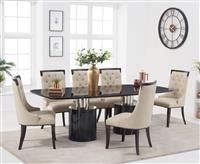 Antonio 180cm Black Marble Dining Table With 4 Cream Francesca Chairs