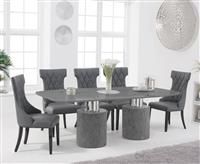 Antonio 220cm Grey Marble Table With 6 Grey Sophia Chairs