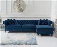 Chiswick Extra Large Blue Velvet Right Facing Chesterfield Corner Chaise Sofa