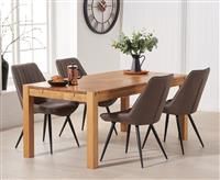 Verona 120cm Oak Table With 4 Brown Brody Antique Chairs