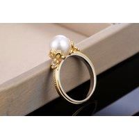 Golden & Silver White Pearl Ring - 4 Sizes