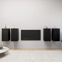 TV Cabinets 4 pcs Black 30.5x30x60 cm Engineered Wood