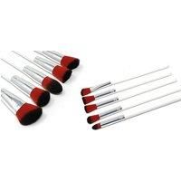 10-Piece Red & Black Tip Makeup Brush Set