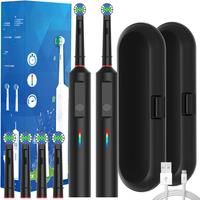 2x Smart Rotating Electric Toothbrush Set, Rechargeable Rotary Toothbrushes Compatible with Oral B