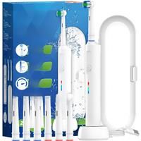 Smart Wireless Charging Rotating Electric Toothbrush, Rechargeable Toothbrushes with 6 Heads, Compatible with Oral B Brush Heads