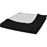 Double-sided Quilted Bedspread Black/White 230 x 260 cm