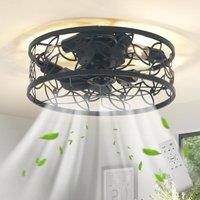 Ceiling Light Fan with Remote Control 50cm Metal Fan for Bedroom Flush Mount Modern Decor Light Fan E27 Lamps Black 4 Light