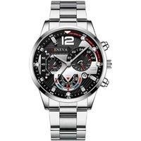 Men'S 4-Piece Quartz Steel Watch & Jewellery Gift Set!