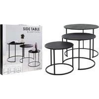 H&S Collection 3 Piece Side Table Set Black