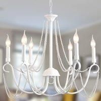 6 Lights Chandelier French Country Retro Hanging Lights White