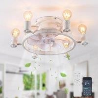 Ceiling Fans with Lights 52cm White 6 Lights