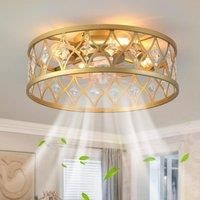 4 Lights Caged Ceiling Fan with Lights Gold