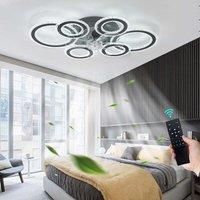 76CM Smart Ceiling Light with Fan, Black