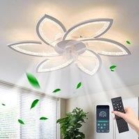 Garwarm Modern Dimmable LED Ceiling Fans with Lamps, 78 cm Black