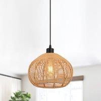 1 - Light Rattan Farmhouse Bohemian Single Globe Pendant
