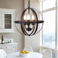 Industrial Globe Pendant Lighting Vintage Chandelier Spherical Black