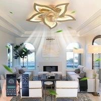 Gold Dimmable Chandelier Silent Ceiling Fan for Living Room