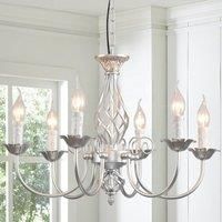Silver Vintage Iron Chandelier,6 Lights Farmhouse Pendant Light