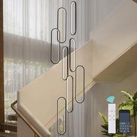 High Ceiling Light Staircase Chandelier, Dimmable LED Pendant Light with Remote