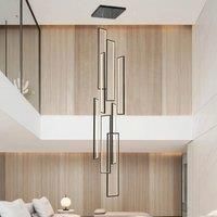 8 - Light Rectangle LED Dimmable Pendant Long Staircase Chandelier