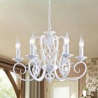 French Country Chandelier Farmhouse Candle Iron Chandeliers Vintage Metal Pendant Light Fixture