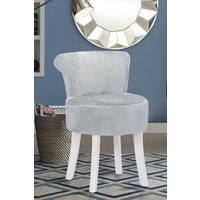 Grey Modern Plush Upholstered Dressing Footstool with White Legs