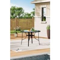 Tempered Glass Steel Round Garden Dining Table