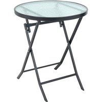 Round Tempered Glass Steel Garden Dining Table