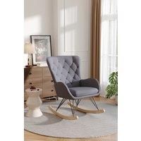 Grey Modern Diamond Check Tufted Velvet Rocking Chair