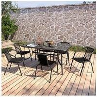 Rectangle 6-Person 150Cm Long Dining Bistro Set