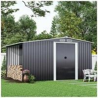 Garden Metal Storage Shed with Log Storage