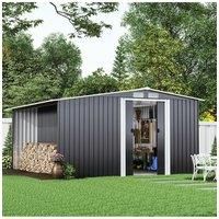 Garden Metal Storage Shed with Log Storage