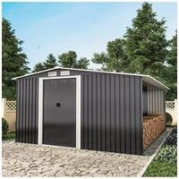 Garden Metal Storage Shed with Log Storage