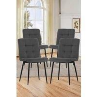 4Pcs Modern Frosted Velvet Dining Chairs