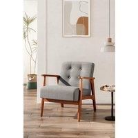 Upholstered Tufted Armchair With Wooden Frame