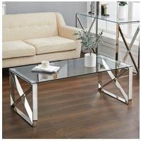 Modern Tempered Glass End Table with Chrome Base