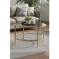 2 Tier Round Glass Coffee Table Side Table