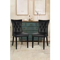 2Pcs PU Leather High Backrest Dining Chairs