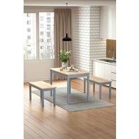 Modern Wood Dining Table and Benches Set of 3