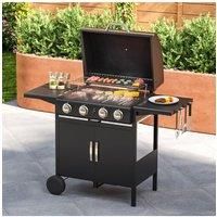 4-Burner Outdoor BBQ Propane Gas Grill with Wheels