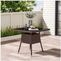 Garden Wicker Tempered Glass Dining Table with Parasol Hole
