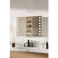 Bathroom Horizontal LED Anti-Fog Mirror with Sensor Switch and Clock