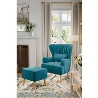 Modern Upholstered Armchair and Footstool