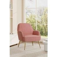 Pink Warp-Knitted Velvet Upholstered Armchair with Gold Metal Legs