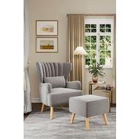 Modern Curved Back Armchair with Footstool