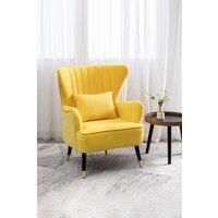 Velvet Tufted Armchair with Lumbar Cushion