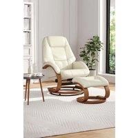 Contemporary Leather Soft Recliner with Footstool