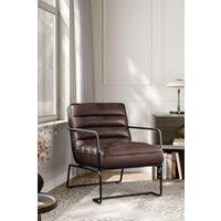 Mid-Century PU Leather Striped Leisure Armchair with Metal Base