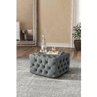 Tufted Square Velvet Footstool Coffee Table